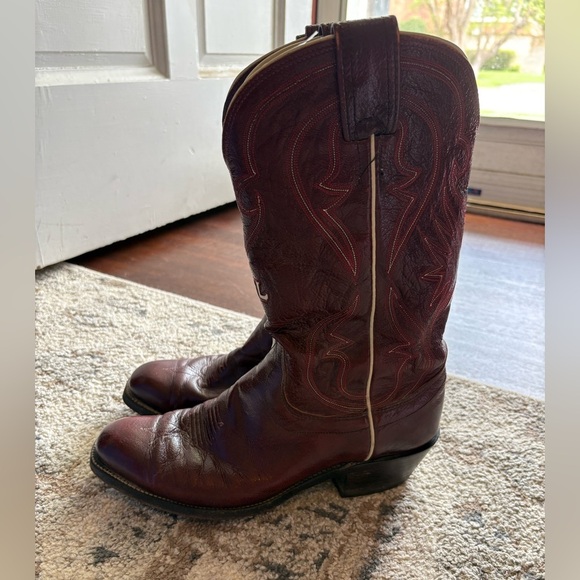 Olathe Brown/Red Leather Cowboy Boots - Picture 4 of 8